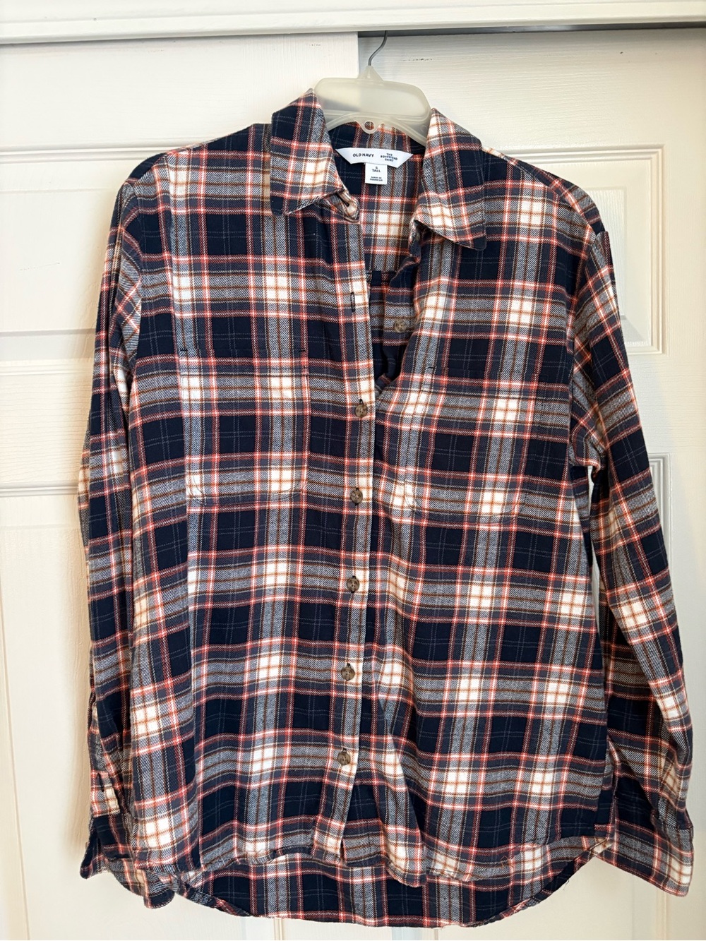 Old Navy Navy, Red and White Plaid Button-Down Shirt